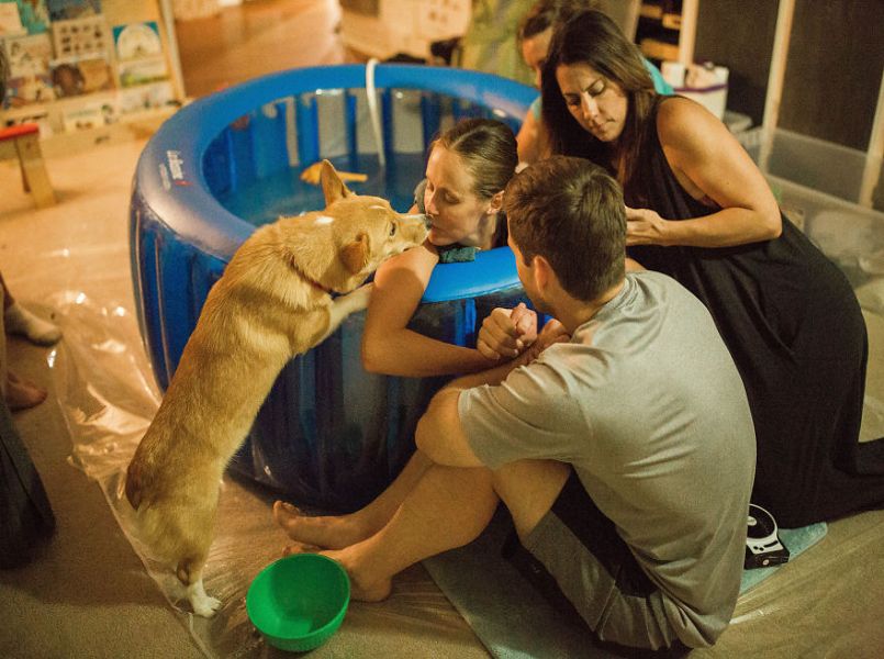 Lief: hond steunt baasje tijdens haar bevalling